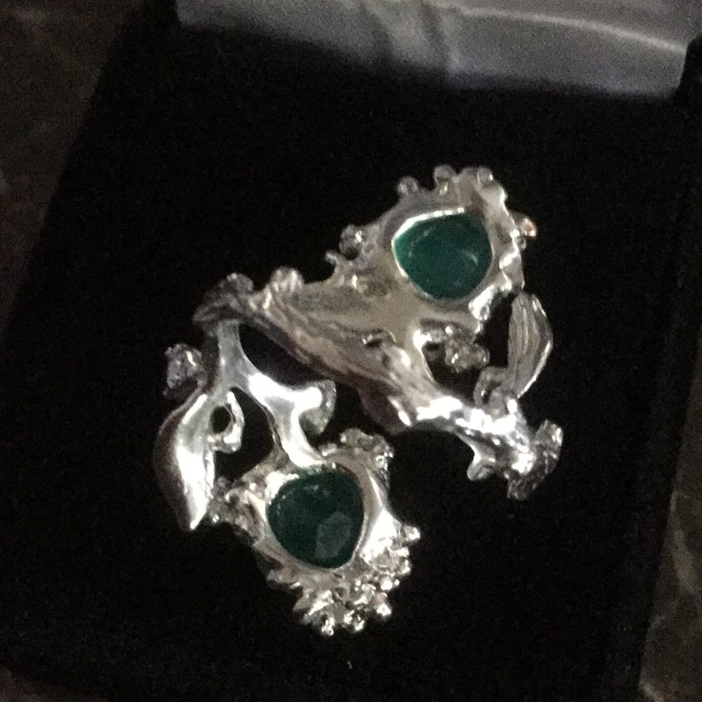 Extraordinary Genuine Adventurine & Garnet Ring - Picture 5 of 8